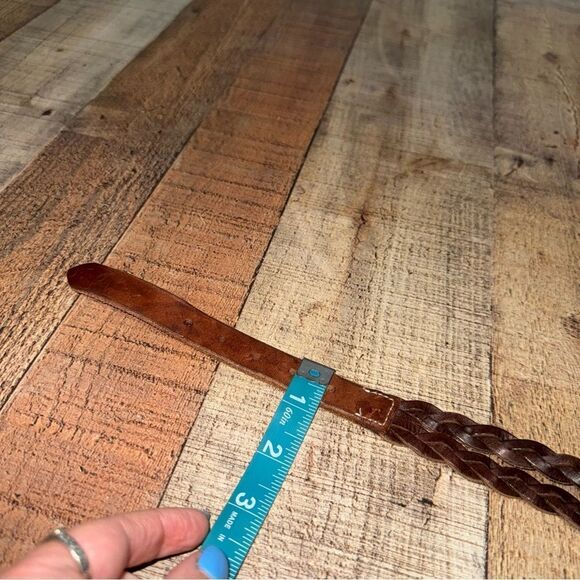 American eagle AE leather brown leather double braid belt size M - Picture 9 of 9